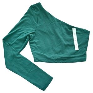 Susana Monaco NWT One Shoulder Long Sleeve Crop Top in Blue Green